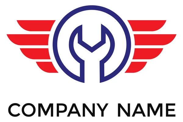 Vektorové Logo Nastavitelný Klíč Kruhu Červenými Čarami — Stockový vektor