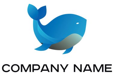 Mavi balina kuyruğu ile çizilmiş vektör logosu kaldırdı