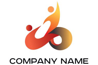 Renkli vektör logo dans ve elele çift kişi
