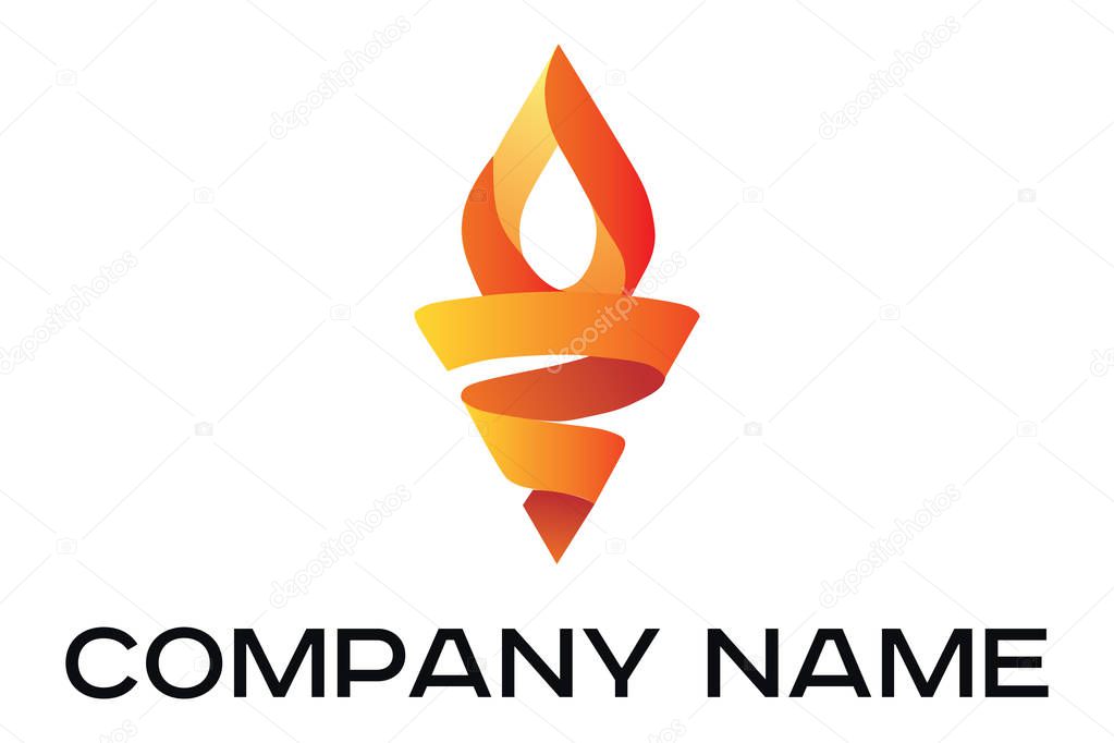 vector logo of abstract torch with fire as olympic symbol 