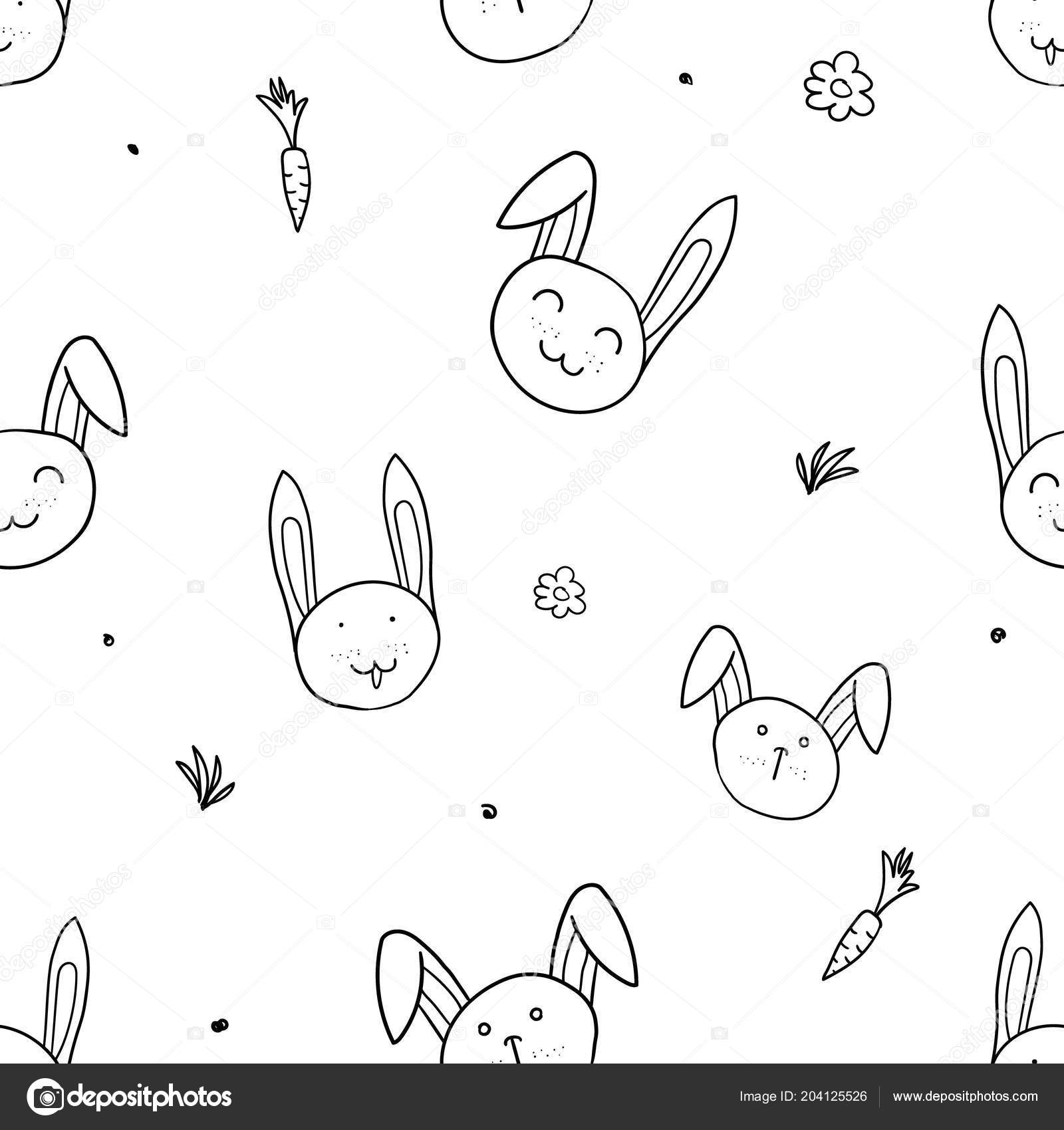 Simple Seamless Vector Hand Draw Sketch Black and White Doodle