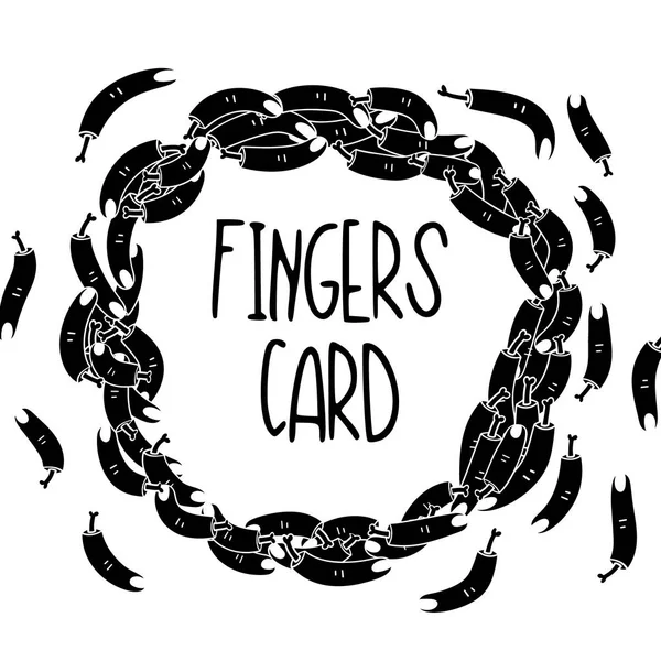 Handgezeichnete Schwarz Weiße Einfache Tätowierfingerkarte Kinderstil Vorlage Hintergrund Mit Zeichnung — Stockvektor