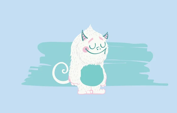 Sevimli canavar karakter, kar peluş yaratık. Kentsel karikatür vektör çizim
