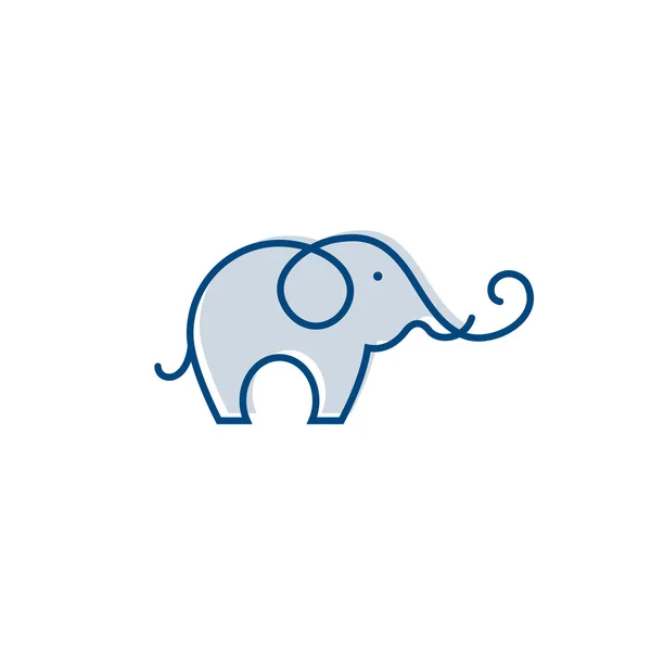 大象轮廓标志 大象的简单向量例证 优雅的一线幸运象为儿童您的业务使用 概述的小象 野生动物或动物园 — 图库矢量图片