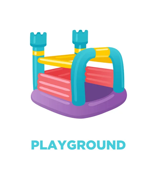 Colorful Bouncy Inflatable Castle Tower Playground Equipment Children Vector Illustration — Stock Vector