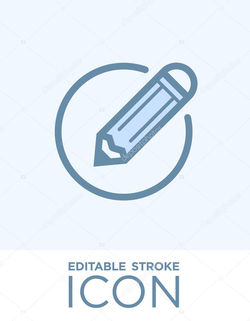 Edit icon. Pencil line icon, editable stoke outline and solid vector sign, linear and full pictogram isolated on white background, logo illustration, flat design in set