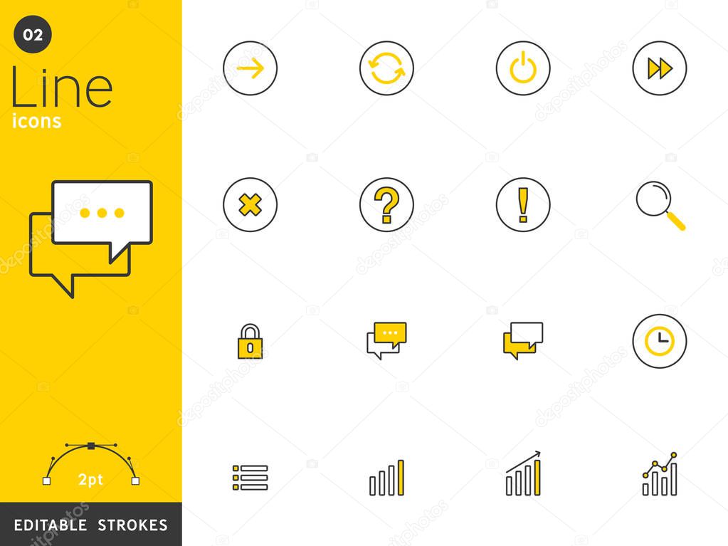 Message and basic line icons collection, editable strokes. For mobile concepts and web apps. Vector illustration, clean flat design.