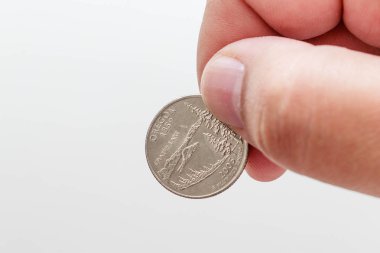 Erkek el doları Oregon sikke çeyrek, arka plan beyaz