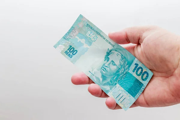 Obs 100 Reais Nuvarande Pengar Brasiliansk — Stockfoto