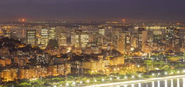 Gece Rio de Janeiro şehrinin manzara, Rio Güney bölgesi.
