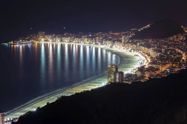 Krajobraz Miasta Rio Janeiro Nocą Plaża Copacabana — Zdjęcie stockowe