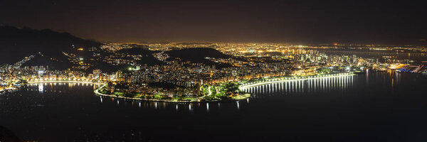 landscape of the city of Rio de Janeiro at night, South zone of Rio.