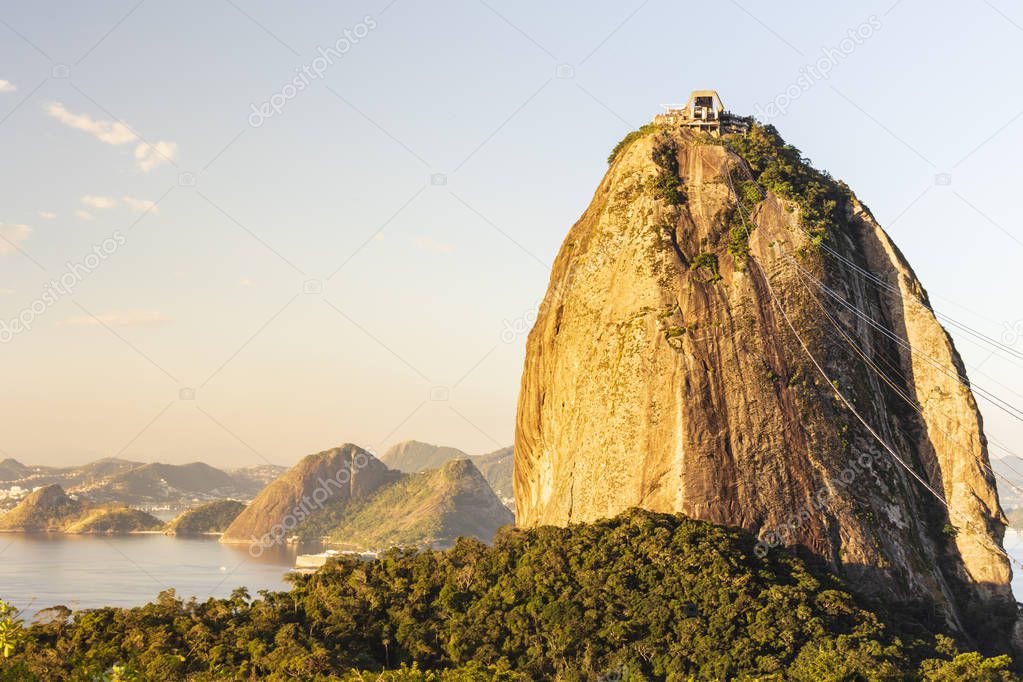 Landscape of Rio de Janeiro, sugar loaf hill, end of day light