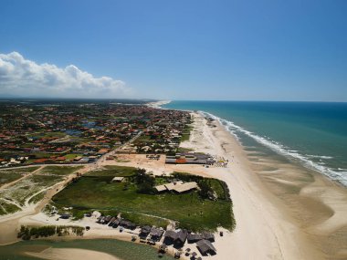 Fontes plajının hava manzarası, Ceara, Brezilya.