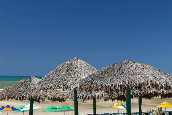 Strandzelte Mit Dach Aus Trockenem Kokosnussblatt — Stockfoto