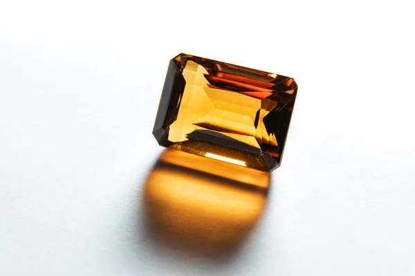 Close Macro Citrine Quartz Crystal Faceted — Stock Photo, Image