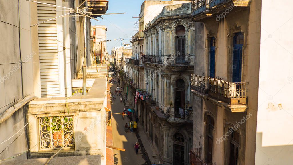 View from the balcony of Havana narrow street
