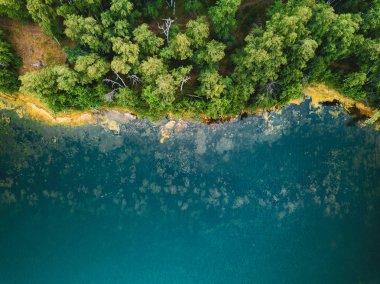 Tourquoise suda, Rusya büyüyen ağaç kocakarılar hava uçak fotoğrafı