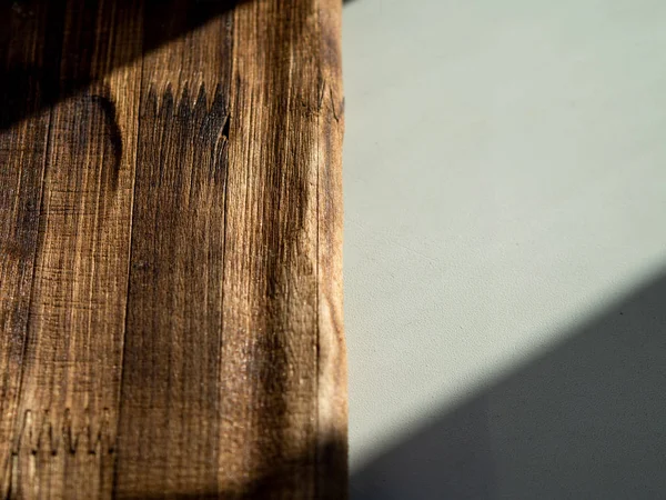 Líneas Luz Solar Sombras Superficie Textura Madera Fondo Blanco Juego — Foto de Stock