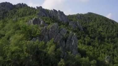Havadan görünüm. drone kayalık uçurumun yakınında ileriye doğru hareket