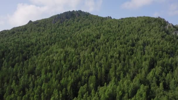 W widoku z lotu ptaka. Dron porusza się w pobliżu skalistego urwiska — Wideo stockowe