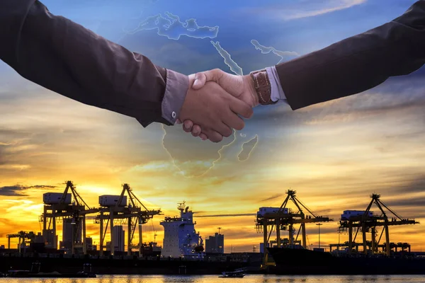 Transport Collaboration Concept, Business Collaboration and industrial shipping import and export background