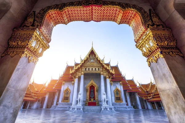Hermosa Vista Wat Benchamabophit Dusit Wanaram Templo Mármol Hermosos Templos — Foto de Stock