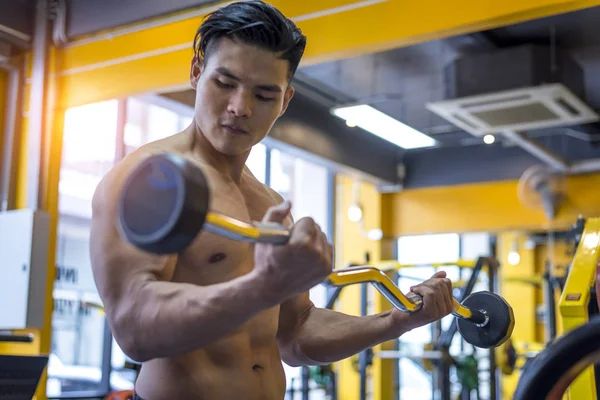 Bodybuilder Yang Kuat Atletik Fitness Man Pumping Abs Otot Latihan — Stok Foto