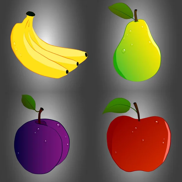 Set of four fruit — Stock Vector