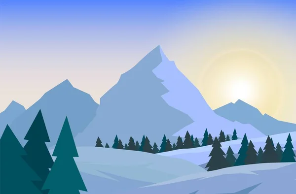 Winterlandschaft mit Bergen. — Stockfoto