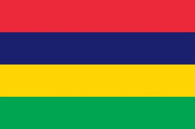Mauritius bayrağı. Oranlar ve renkler gözlenir.