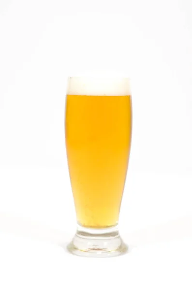 Glass Beer Filled Foam Centered Image White Background — Stock Photo, Image
