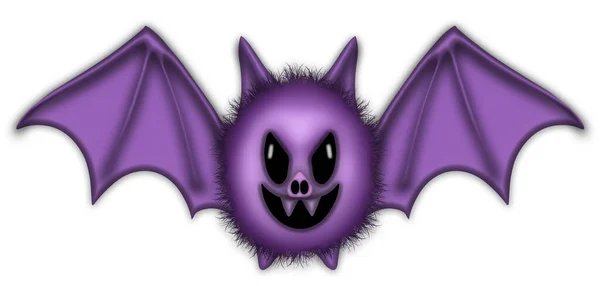 Pipistrello Halloween Lilla Digitalizzato Con Sfondo Bianco — Foto Stock