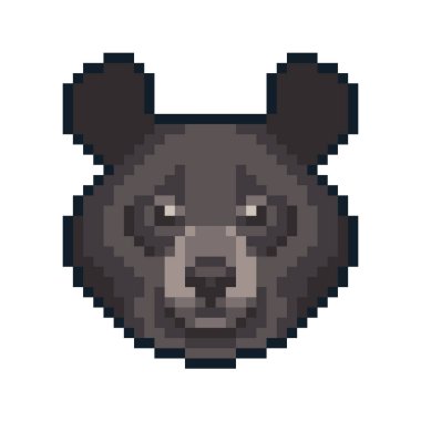 Piksel sanat siyah ay ayı izole üzerinde beyaz arka plan.