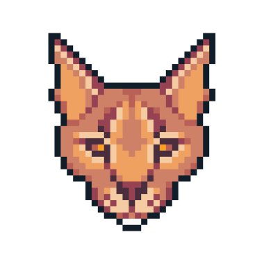 Beyaz arka plan üzerinde izole piksel sanat Çita.