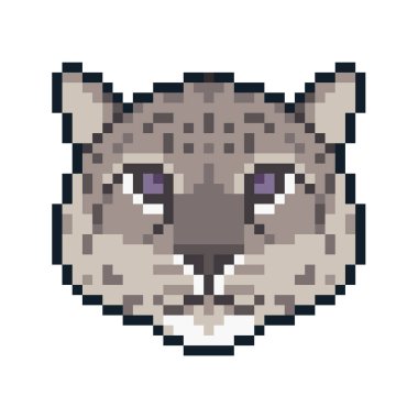 Piksel sanat kar leoparı beyaz arka plan üzerinde izole.