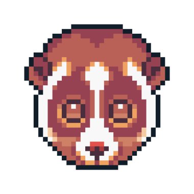 Piksel sanat yavaş beyaz arka plan üzerinde izole loris.