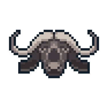 Beyaz arka plan üzerinde izole piksel sanat vektör buffalo.