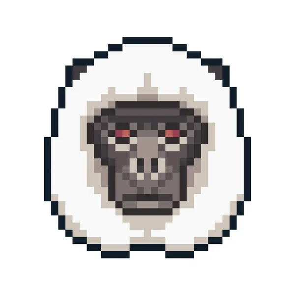 Pixel Art Langur Geïsoleerd Witte Achtergrond — Stockvector