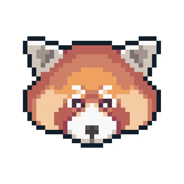 Pixel Arte Panda Rojo Aislado Sobre Fondo Blanco — Archivo Imágenes Vectoriales