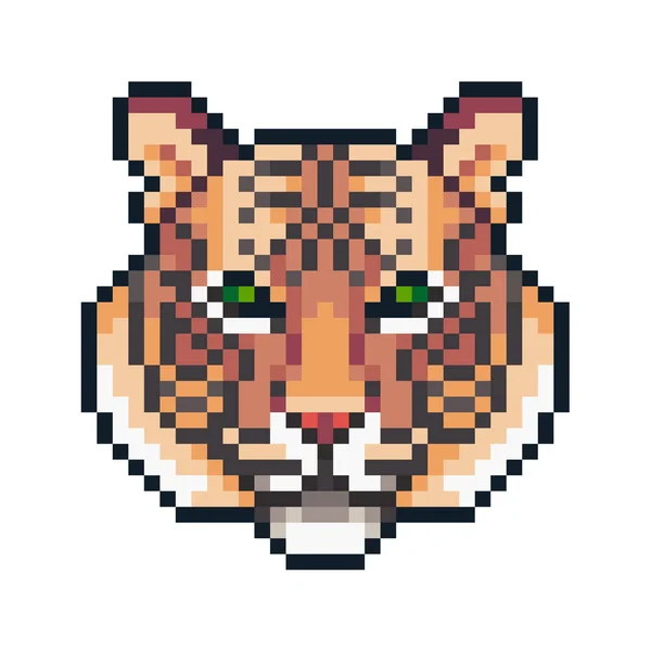 Pixel Arte Tigre Isolado Fundo Branco —  Vetores de Stock