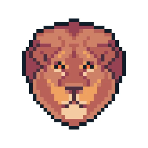 Pixel Art Vector Lion Isolato Sfondo Bianco — Vettoriale Stock