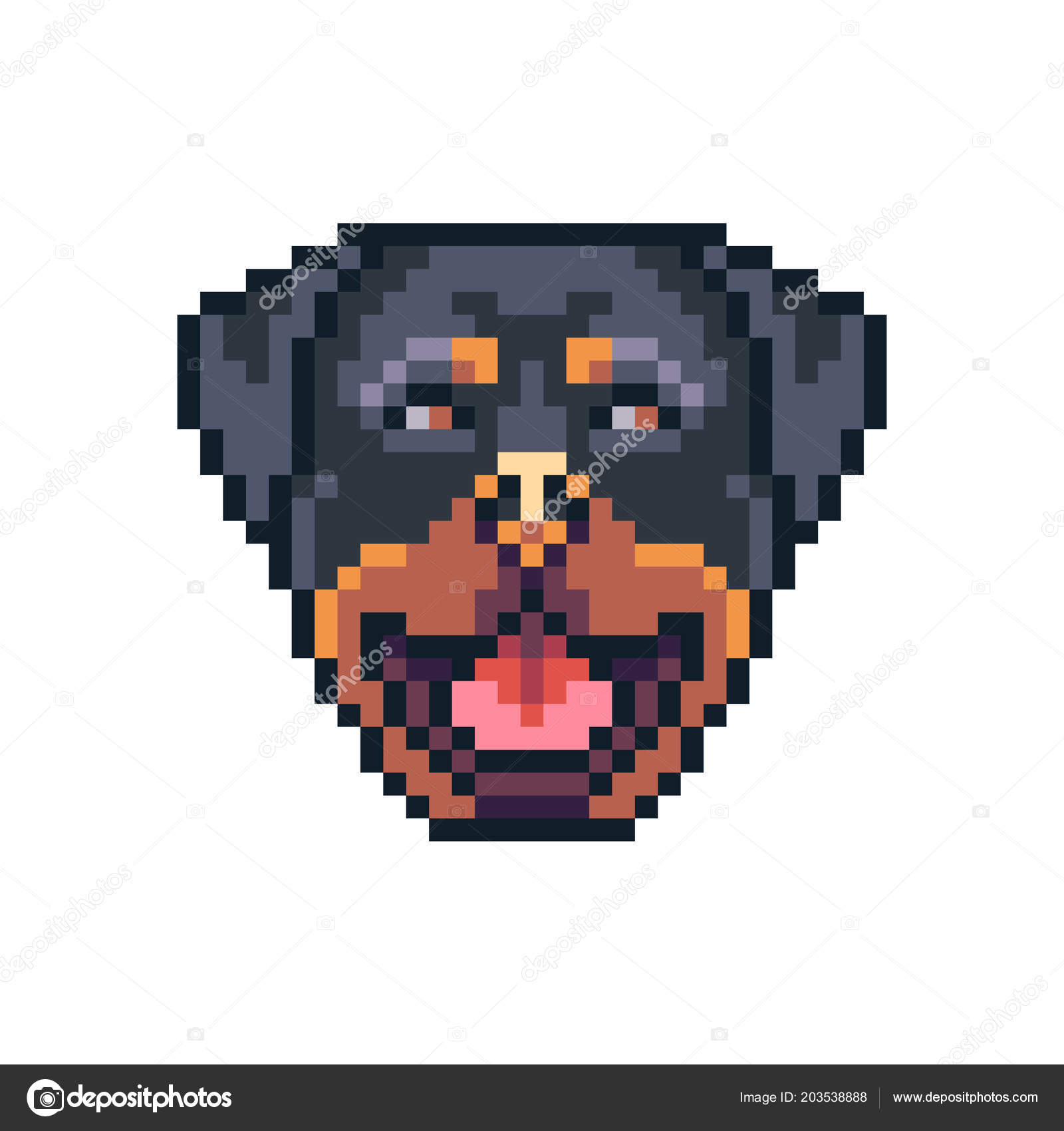 Pixel Art Rottweiler Pixel Art Rottweiler Dog Face Vector