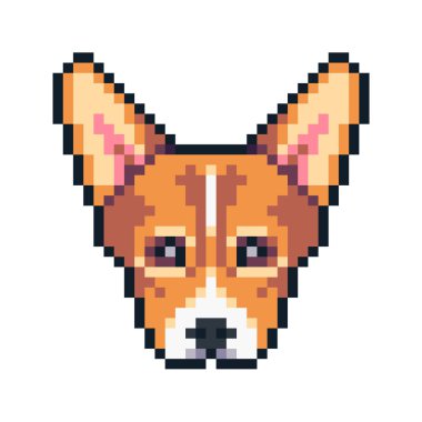 Piksel sanat corgi yüz vektör simgesi.