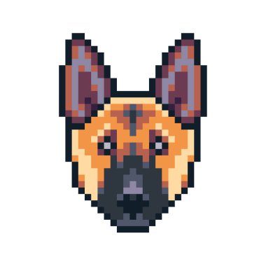 Piksel sanat Alman çoban köpek vektör simgesi.