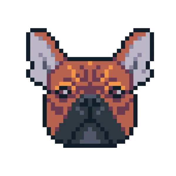 Pixel Art Buldog Francuski Wektor Ikona — Wektor stockowy