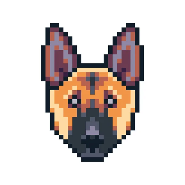 Pixel Art Deutscher Schäferhund Vektor Ikone — Stockvektor