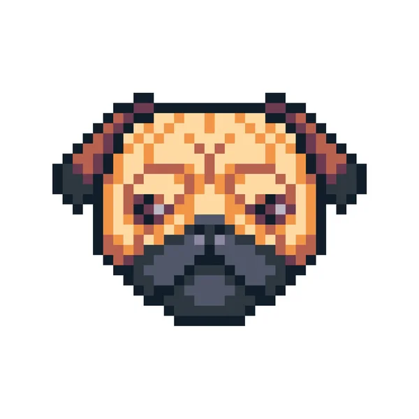 Pixel Kunst Mops Hund Vektor Symbol — Stockvektor