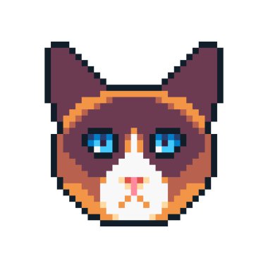 Piksel sanat vektör Karayak kedisi simgesi beyaz arka plan üzerinde izole.