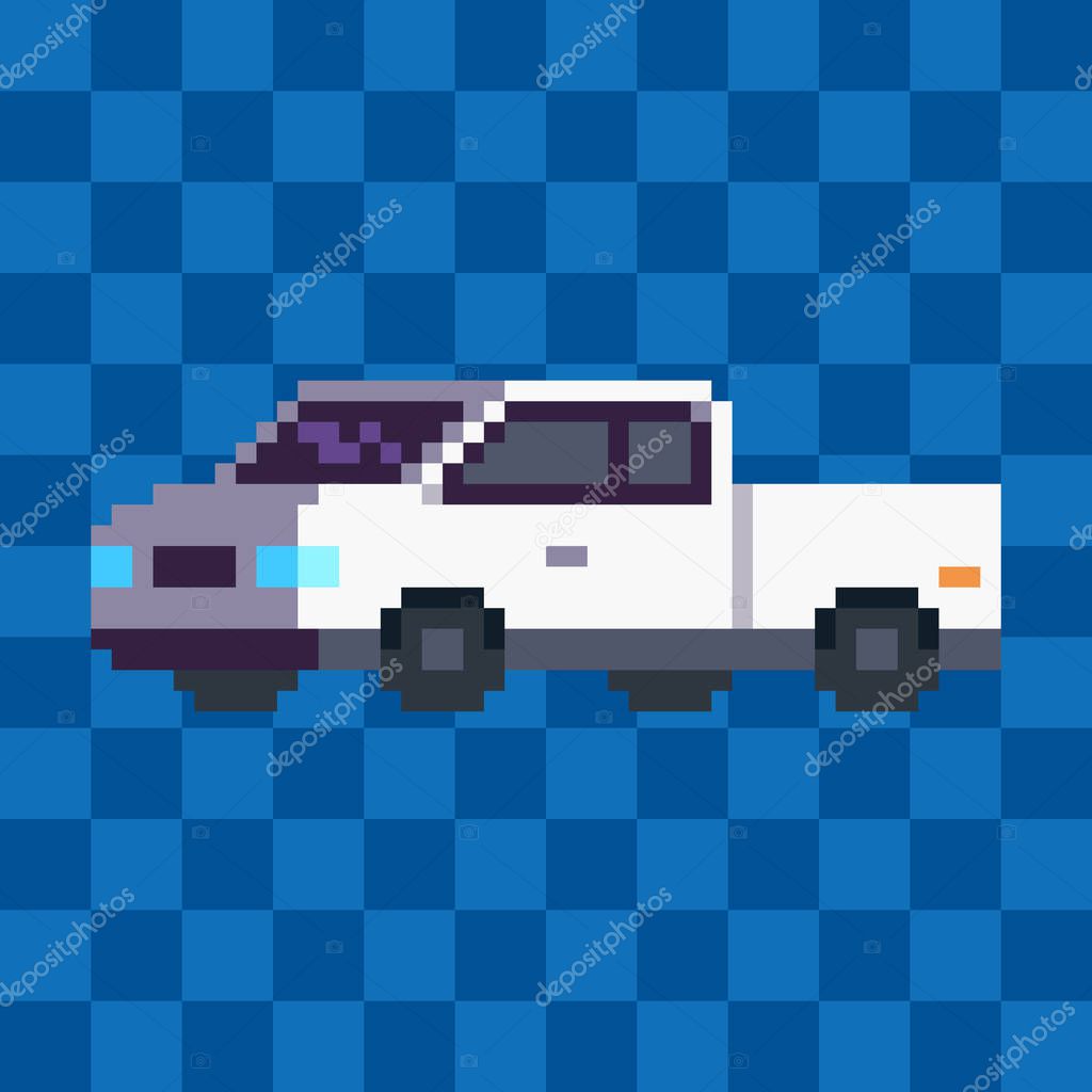 Pixel art pickup truck vehicle icon.